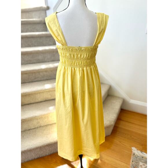 Nanette Lepore Lemon Yellow Shirred Bodice Midi Dress - Picture 3 of 7